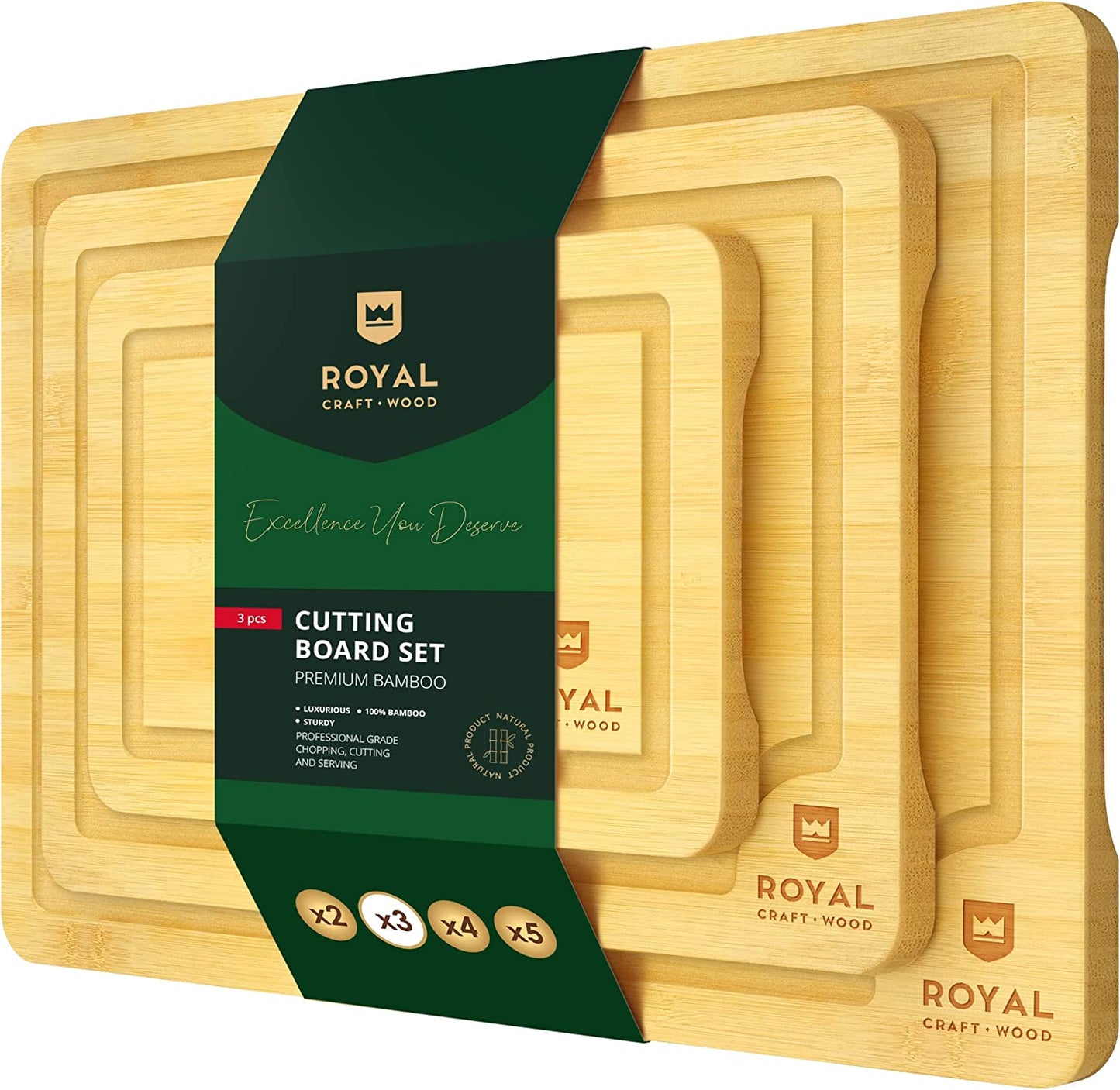 3 Set Royal Bamboo Cutting Board