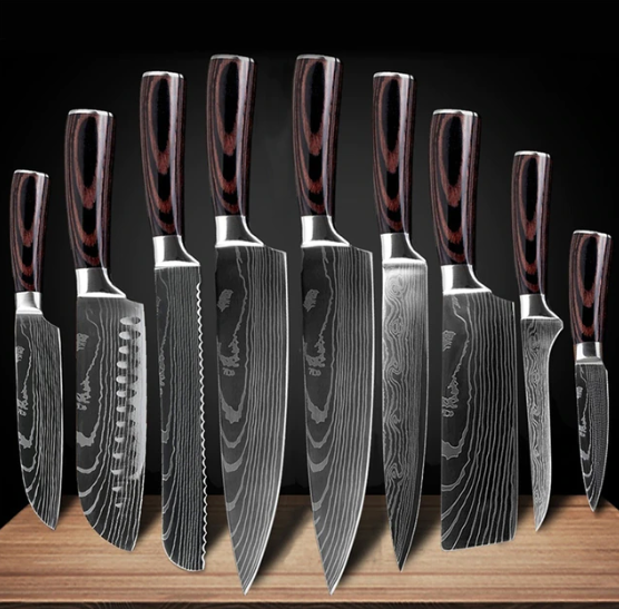 9pcs Stainless Steel Laser Cut Knife Set