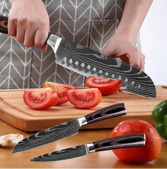 9pcs Stainless Steel Laser Cut Knife Set